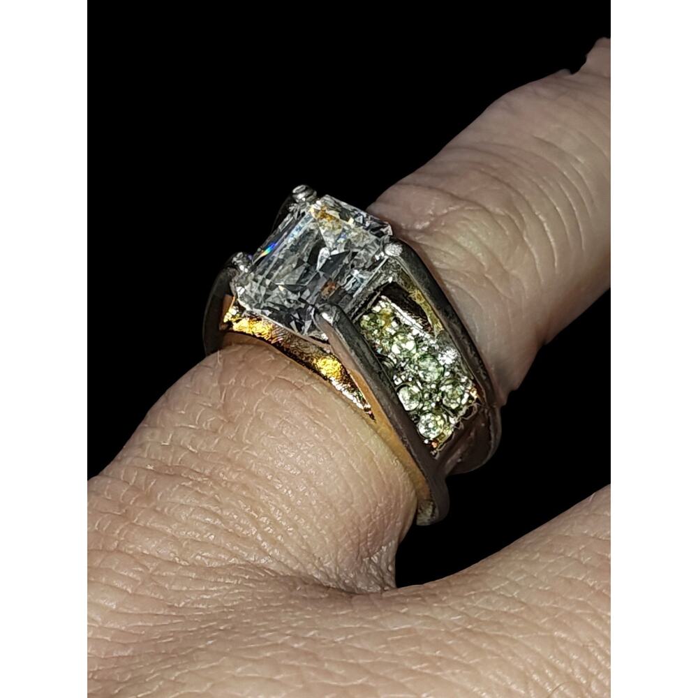 emerald cut simulated diamond, Gold Plate E 14k Size 6